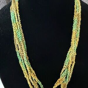 💎Elegant Green and Gold Braided Necklace